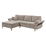 Stella Trading Bergen Ecksofa mit Schlaffunktion, Stoffbezug Taupe-Moderne Eckcouch in...