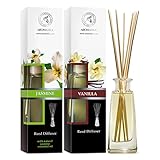 Raumduft Diffuser Jasmin & Vanille 2х100ml - Raumduft Diffuser mit Stäbchen - Natürlich...