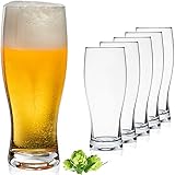 PLATINUX Biergläser 500ml (max. 640ml) aus Glas Set 6-Teilig Bierseidel Weizengläser...