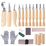 Holz-Schnitzwerkzeug Set, 21 STK Schnitzmesser Holz Schnitzen Set mit Schleifsteine für...