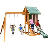 KidKraft F24148E Appleton Outdoor Klettergerüst aus Holz für Kinder mit Rutsche,...