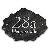 Hausnummer mit Wunschtext aus echtem Schiefer Naturschiefer Hausnummernschild Groß...