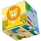 Würfelpuzzle Holz, 3D Bilderwürfel Puzzle Spiele für Kinder, Holzpuzzle ab 3 4 5 6...