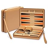 Yellow Mountain Imports Reisespielset Backgammon in Magnetischer Lederoptik, Bozcaada -mit...