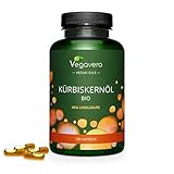 BIO Kürbiskernöl Kapseln | PREMIUM: Bio-Kürbiskernöl kaltgepresst | KEINE Gelatine |...