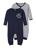 NAME IT Baby - Mädchen Nbnnightsuit 2p Zip Y/D Core Noos Schlafanzug, Dark Sapphire, 80...