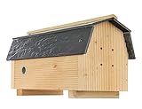 MAZUR Hummelhaus mit Wachsmottenklappe aus Holz | 17x29x14cm | Wetterfest Hummelhotel Haus...