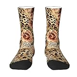 Ahdyr Mens Crew Socks 3D-Streifen-Leopard-Blume Damen Soft Dress Lässige sportliche...