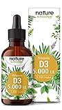 Vitamin D3-5000 I.E. pro Tropfen Hochdosiert - 50ml (1700 Tropfen) - Höchste Stabilität:...