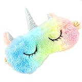 Augenmaske zum Schlafen Annimal Eye Mask Plüsch Cartoon Einhorn für erwachsene Kinder,...