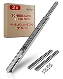 LouMaxx Kugelauszug 2er Set (1 Paar) Schubladenschienen 310 mm 17 mm Nut Schubladenauszug...