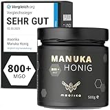 maorika - Manuka Honig 800 MGO + 500g im Glas (lichtundurchlässig, kein Plastik) -...