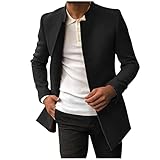 Celucke Mantenl Herren Jacke Slim Fit Übergangsmantel mit Wolle Gefütterter Dünne...