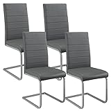 Juskys Freischwinger Schwingstuhl Vegas 4er Set — Esszimmerstuhl mit Metall-Gestell &...