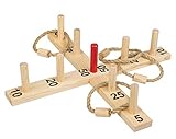 Idena 40158 - Ringwurfspiel aus Holz mit 9 Spielstäben, 4 Ringen aus Sisal, für drinnen...