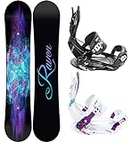 RAVEN Snowboard Set: Snowboard Aura + Bindung Fastec FT270 White/Blue/Violet (150cm +...