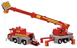 Simba 109252517 - Feuerwehrmann Sam Spielzeug-Kran (50 cm) - 2-in-1 Rettungs-Fahrzeug...