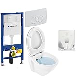 GEBERIT Duofix Vorwandelement Basic + Wand Tiefspül WC LIFE SPÜLRANDLOS + WC-Sitz +...