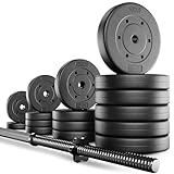 TREX SPORT Langhantel Set 55 kg | Hantelset mit Langhantelstange 180 cm und 16...