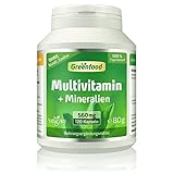 Multivitamin + Mineralien, 560 mg, hochdosiert, 120 Kapseln - alle wichtigen Vitamine...
