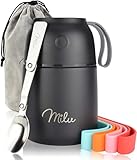 Milu® Thermobehälter 450, 650ml, 800ml | Edelstahl Warmhaltebehälter | Essensbehälter...