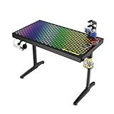 EUREKA ERGONOMIC Glas Gaming Tisch mit RGB 110 X 60 cm Gaming Schreibtisch Glass Gamer PC...