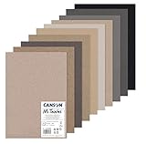 Canson Mi-Teintes, Farbiges Zeichenpapier, 160gsm, 98lb, Bogen, A3-29,7x42cm, Packung, 10...