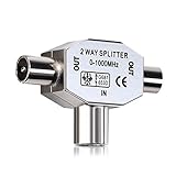 kwmobile Antennen Verteiler Splitter - 0-1000 MHz - 2X Koax Stecker für DVB-T/BK -...