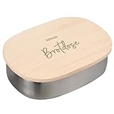 LAUBLUST Brotdose Personalisiert - Edelstahl Lunchbox mit Holzdeckel & Wunschgravur -...