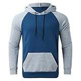 Auifor Hoodie Herren,Patchwork Einfarbig Kapuzenpullover Langarm Hoodie Mit Kapuze Unisex...