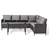 SVITA Madison & Monroe Polyrattan Ecksofa Rattan-Lounge Esstisch Gartenmöbel-Set Sofa...