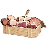 WURSTBARON® Schinken Wurst Geschenkbox aus Holz mit Serrano, Südtiroler Speck,...