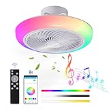 JZCDR RGB Deckenlampe mit Ventilator Fan Deckenleuchte mit Bluetooth Lautsprecher...