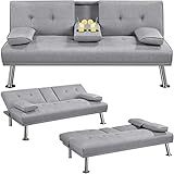 Yaheetech Klappbares Schlafsofa Couch Sofa mit Schlaffunktion Bettsofa mit Großer...