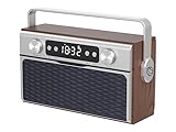 MANTA Retro Radio mit Bluetooth 5.0 - Kompaktes FM-Radio mit 50 Senderspeicherplätzen -...