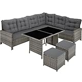 TecTake 800824 Polyrattan Lounge Set für Garten und Terrasse, Gartenmöbel Set mit Sofa,...