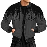 BIISDOST Mens Herbst und Winter Freizeit Sport Woven Street Ink Splash Kragen...