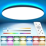 Led Deckenleuchte Dimmbar mit Fernbedienung 24W RGB Farbwechsel LED Deckenlampe Flach Rund...