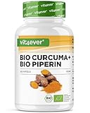 Bio Curcuma mit schwarzem Pfeffer - 365 Kapseln - 4511 mg Bio-Curcuma (Kurkuma) pro...