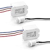 deleyCON 2X Mini Infrarot Bewegungsmelder - Innenbereich - Reichweite 6m bei 360° -...