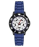 s.Oliver Unisex Kinder Analog Quarz Uhr mit Silikon Armband, Blau-weiß