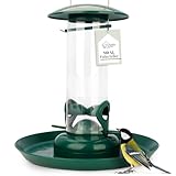 WILDLIFE HOME Körner Futtersäule mit XL Futterteller, Grün I Vogelfutterspender zum...