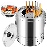 Smokeless Holzkohlegrill tragbar Hängegrill mit 20 Spießen Edelstahl BBQ Grill raucharm...