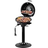 CUSIMAX Elektrogrill Standgrill 1600W Grill Elektrisch mit Standfuß, Abnehmbarem Deckel,...