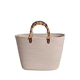 ALOEU Damen-Handtaschen, Baumwollgarn, gewebt, Sommer-Streifen-Strandtaschen for Damen...