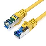 JAMEGA - 1m CAT 7 Netzwerkkabel Gigabit Ethernet Lan Kabel in gelb | 10000 Mbit s |...