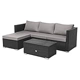 SVITA Queens Poly Rattan Sitzgruppe Couch-Set Ecksofa Sofa-Garnitur Gartenmöbel Lounge...