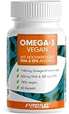 Omega-3 vegan aus Algenöl [1.100 mg] Testsieger 2021 - Hochdosiert mit 300mg EPA & 600mg...