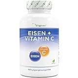 Eisen - 365 Tabletten mit 40 mg reinem Eisen + natürlichem Vitamin C - Premiumrohstoff:...