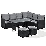 SVITA Monroe Garten-Lounge Set Polyrattan Lounge-Möbel Sitzgruppe Garten Schwarz